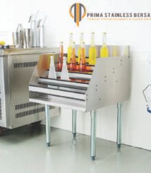 meja stainless untuk menyimpan botol kaca