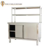 meja preparasi dengan cabinet bahan stainless