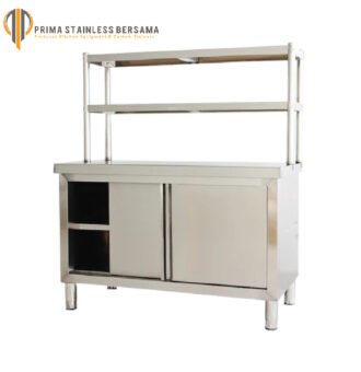 meja preparasi dengan cabinet bahan stainless