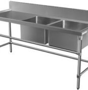 meja pencuci piring stainless steel untuk restoran hotel