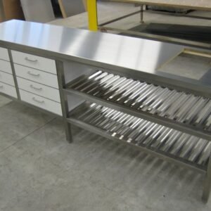 meja stainless steel custom ukuran dengan laci