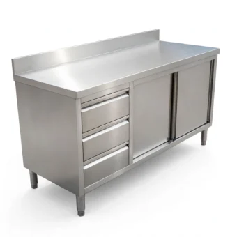 Cabinet Table Stainless Steel Sliding Door
