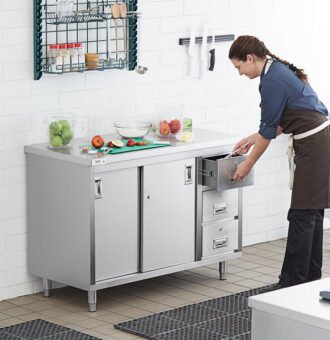 Meja Laboratorium 2 pintu 3 laci Stainless