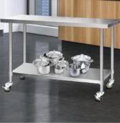 Work Bench Mobile Table Stainless Dengan Roda Custom