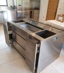 Meja Kabinet Dapur Tempat Cuci Stainless Steel Pintu Sliding
