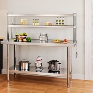 Stainless Steel Kitchen Preparation Table with Double Over