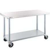 meja stainless custom dengan roda