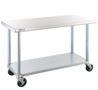 meja stainless custom dengan roda