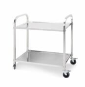 Troli Hidangan 2 Tingkat Pipa Bulat Stainless Steel