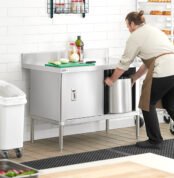 Stainless steel work cabinet with sliding doors