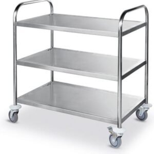 Restoran Bakery Food troli Mobile 3 Tier Baja stainless troli