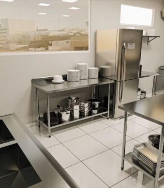 Work Table with Stainless Steel Undershelf with Backsplash