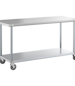 table stainless kitchen dengan roda