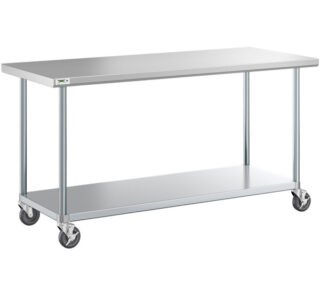 table stainless kitchen dengan roda