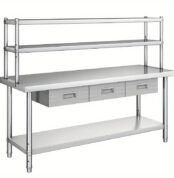 Meja Stainless With Overshelf 2 Susun Custom