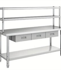 Meja Stainless With Overshelf 2 Susun Custom