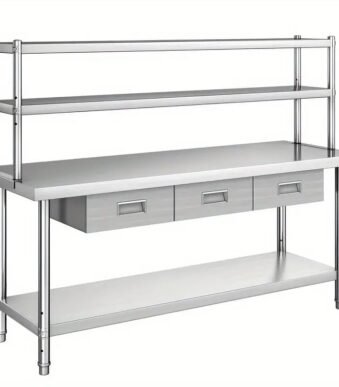 Meja Stainless With Overshelf 2 Susun Custom