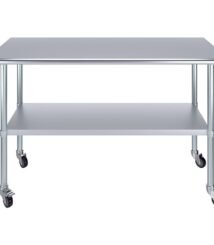 Meja industri mobile 4 roda stainless steel custom