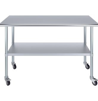 Meja industri mobile 4 roda stainless steel custom