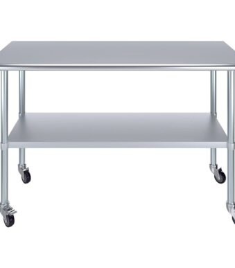 Meja industri mobile 4 roda stainless steel custom