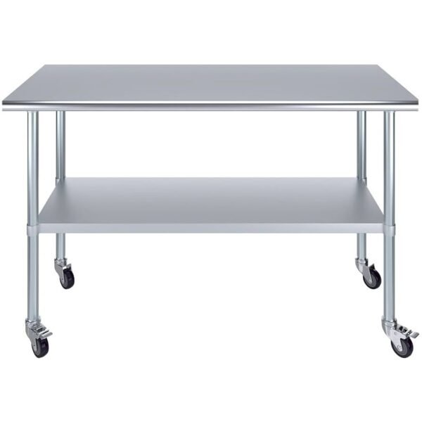 Meja industri mobile 4 roda stainless steel custom
