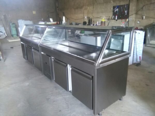 Custom Bain Marie Counter Mesin Penghangatpemajang Makanan Siap Saji